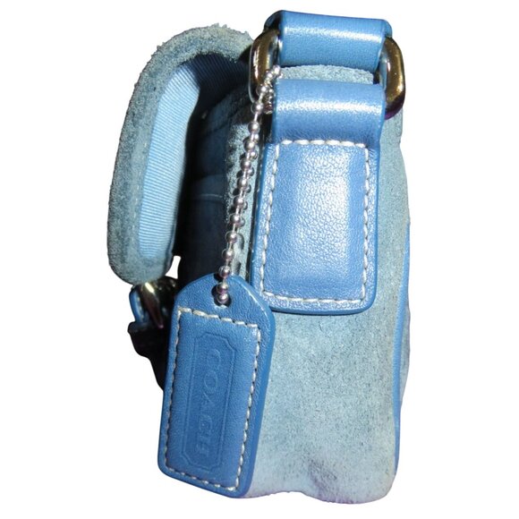 Coach 2004 Blue Suede & Leather Double Buckle Flap Closure Crossbody Bag - Picture 4 of 14